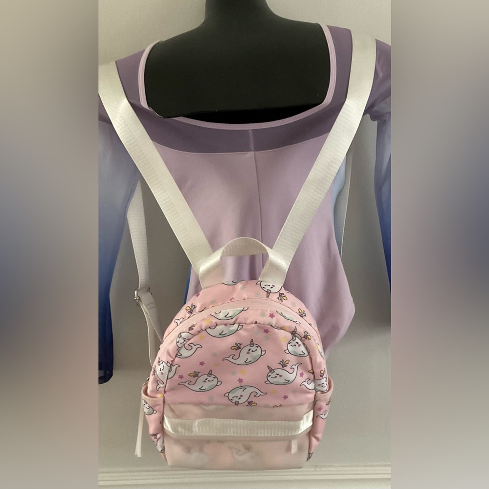Girls Pink Backpack W/Unicorn Whales